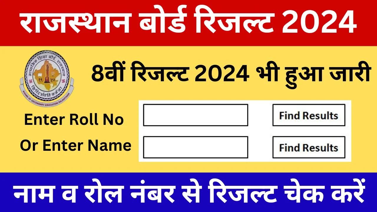 RBSE 8th Result 2024 Name Wise, राजस्थान 8वीं बोर्ड का रिजल्ट जारी यहां से करें चेक