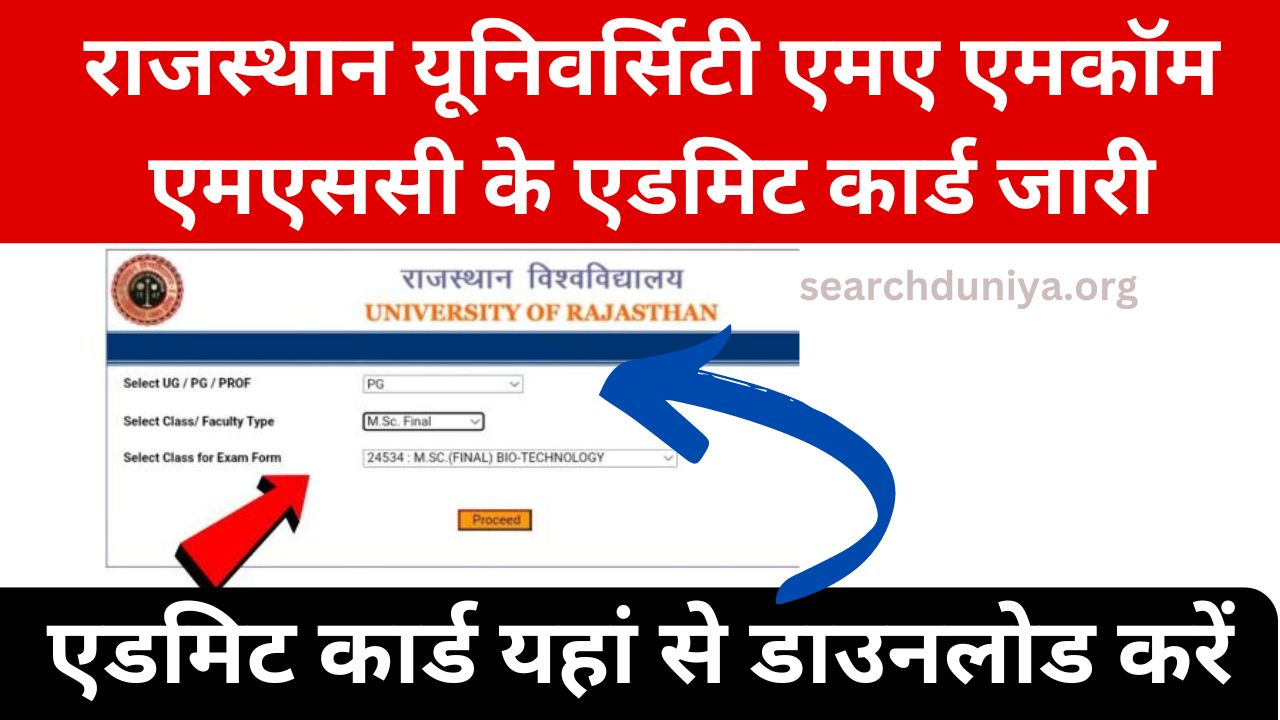 Rajasthan University MA MSC MCOM Admit Card 2024 - राजस्थान यूनिवर्सिटी एमए एमकॉम एमएससी के एडमिट कार्ड जारी, यहां से करें डाउनलोड