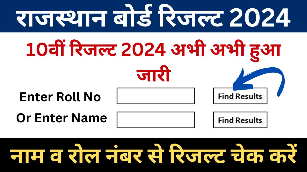 राजस्थान बोर्ड 10वीं रिजल्ट 2024 (Rajasthan Board 10th Result 2024) अभी अभी हुआ जारी