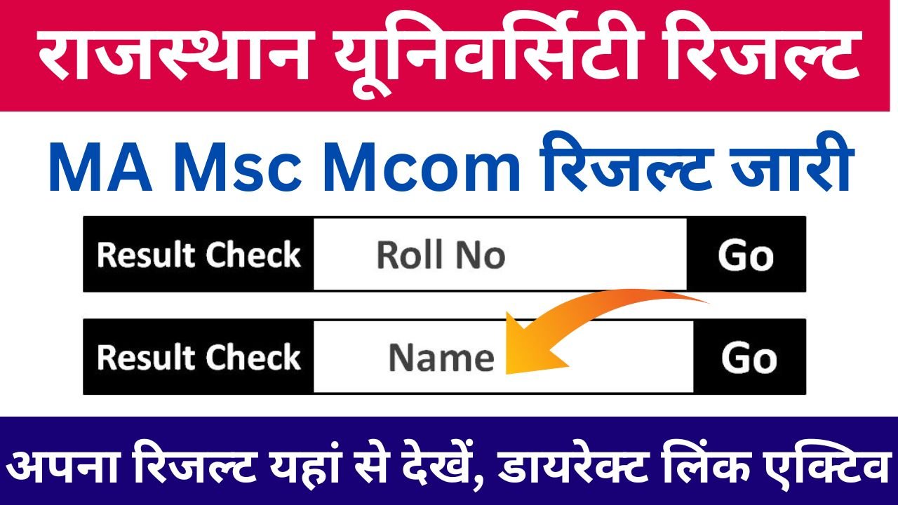 Rajasthan University Result 2024 MA Msc Mcom /Rajasthan University Result 2024 के रिजल्ट जारी यहां से देखें