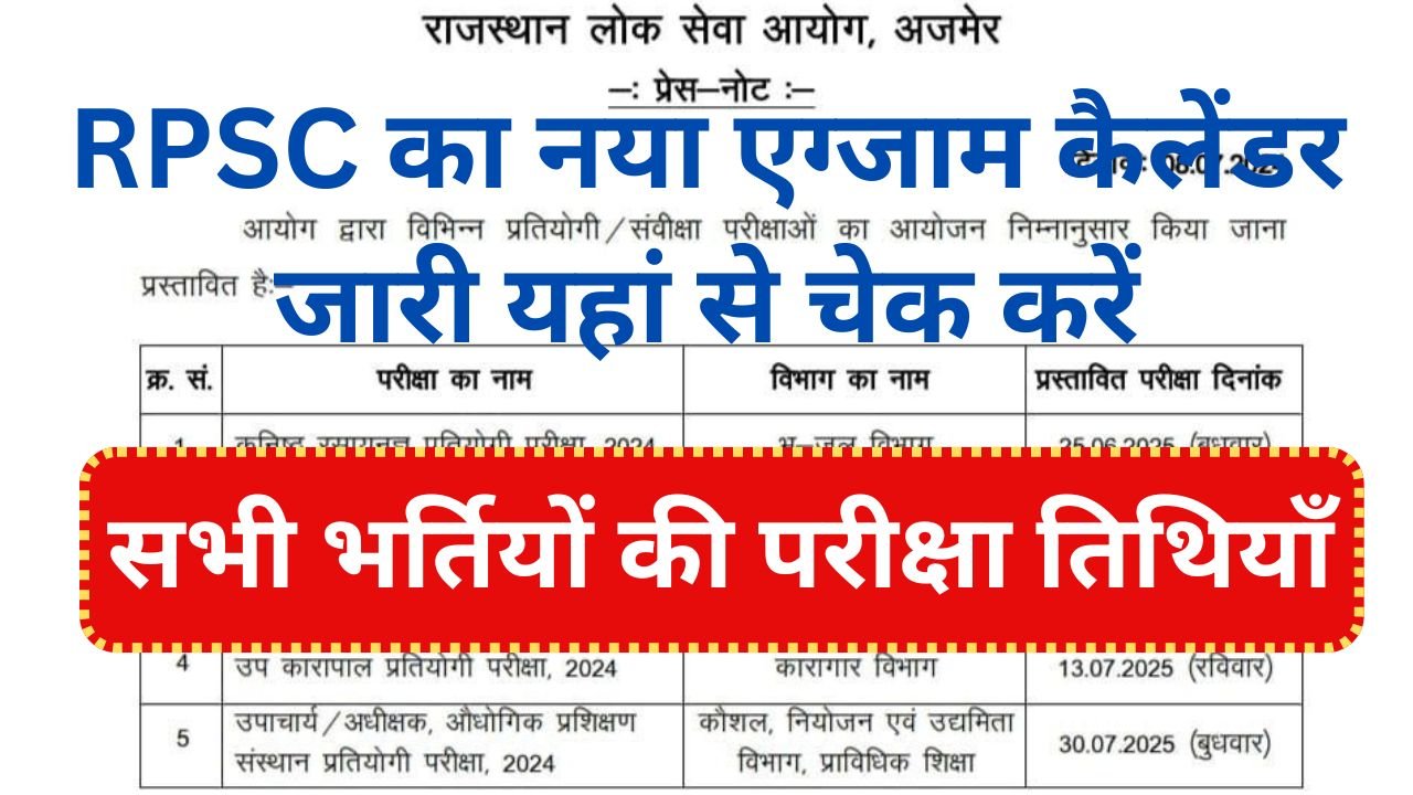 RPSC New Exam Calendar : आरपीएससी ने नया एग्जाम कैलेंडर किया जारी, यहां से करें डाउनलोड