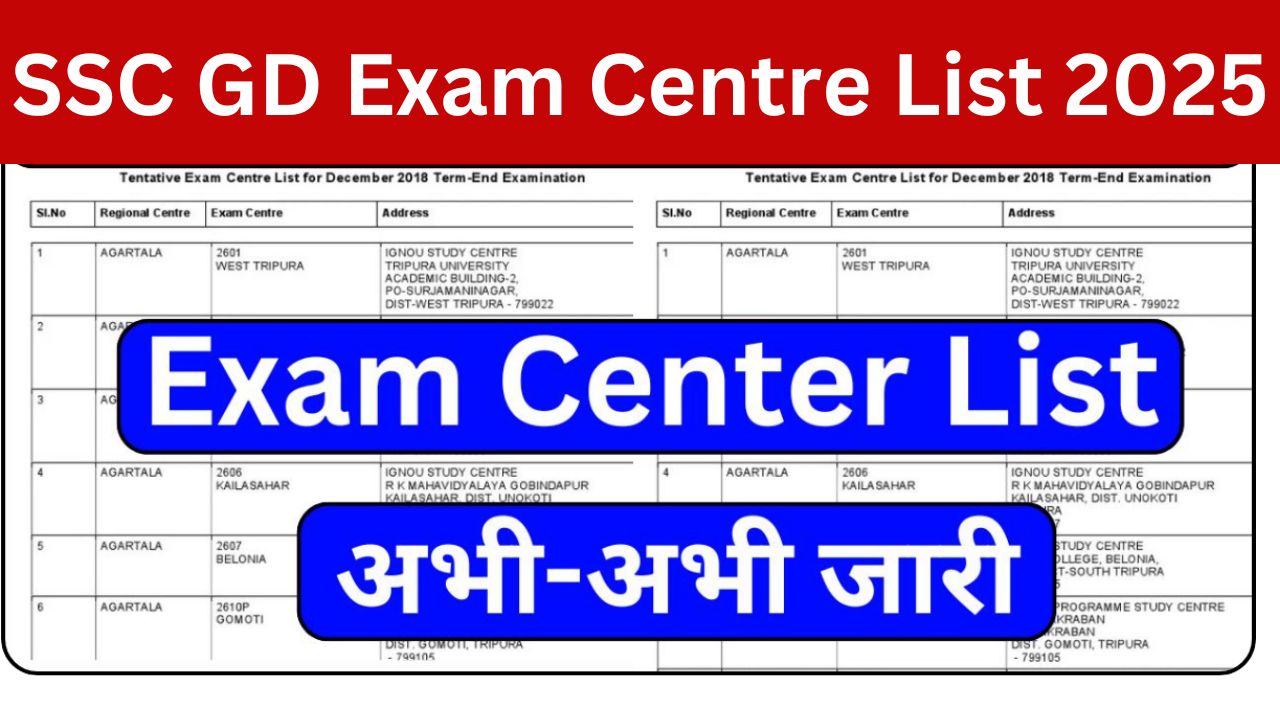 SSC GD Exam Centre List 2025: एसएससी जीडी भर्ती परीक्षा सेंटर लिस्ट जारी, देखें आपकी परीक्षा कहां होगी